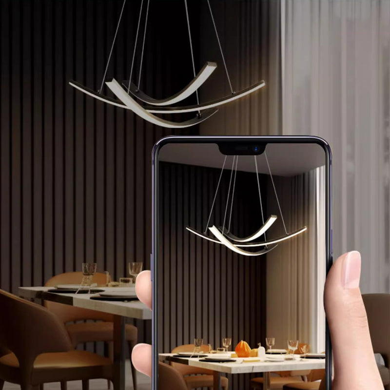 Copper Curved Strip Pendant Light: Elegant Design with Full-Spectrum LED