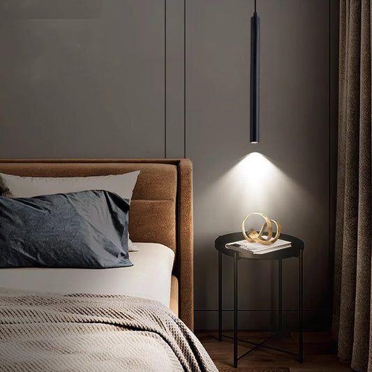 Mini Linear LED Pendant Light - Slim Cylinder Island Lighting for Kitchen & Dining