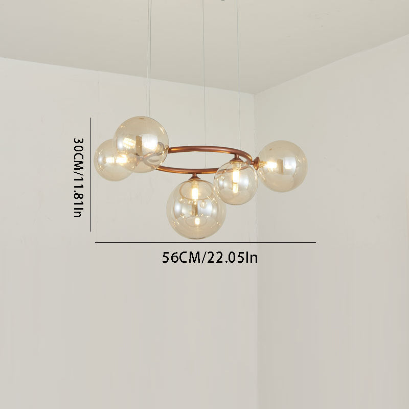 Floating Glass Orb Chandelier - 5/7/9-Light Modern Fixture with Adjustable Brightness