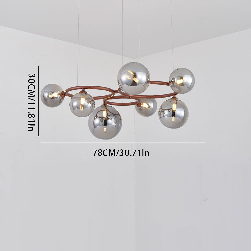 Floating Glass Orb Chandelier - 5/7/9-Light Modern Fixture with Adjustable Brightness