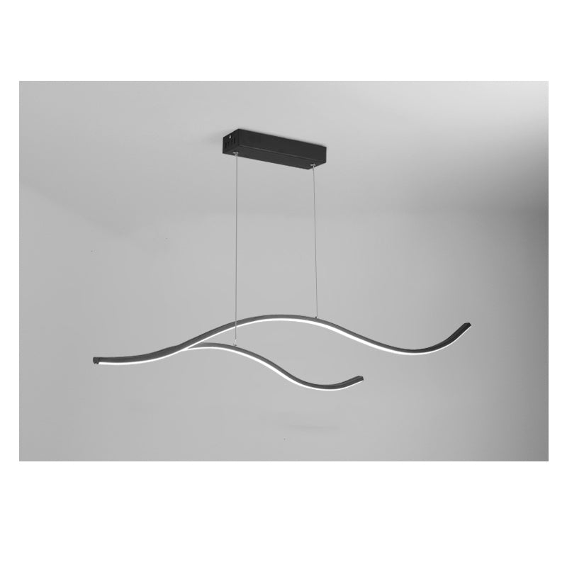 Modern Wave Linear LED Chandelier - Sleek Hanging Branch Lighting for Kitchen Island