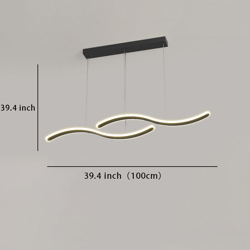 LED 2-Wavy Line Pendant Light for Dining Room, 3-Step Dimming