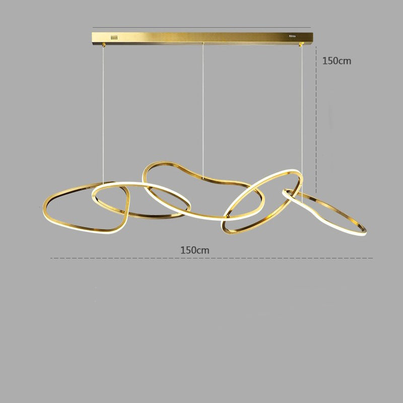 Contemporary Chainlink Chandelier - Dimmable LED Circular Pendant Light in Metallic Plating