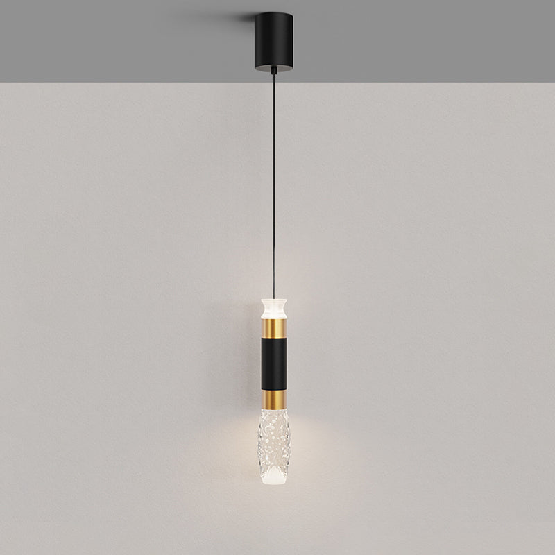 Elongated Cylindrical Aluminum Pendant Light , 3-Step Dimming Modern LED for Dining Room