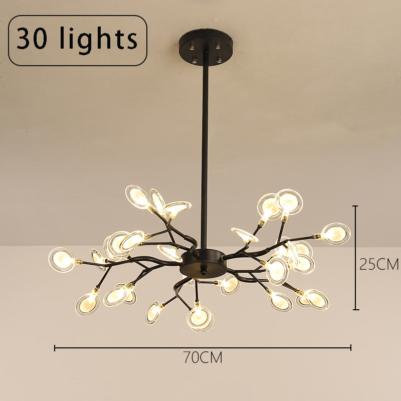 Nordic Nature Inspired Chandelier,Modern Branch Design with Acrylic Leaves Ceiling Light