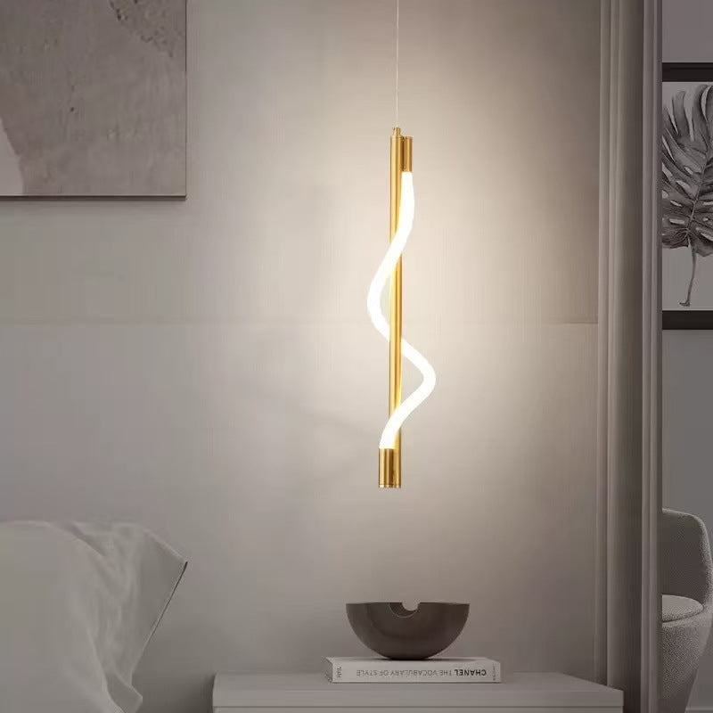 Contemporary Vertical Spiral Rope LED Pendant Light – Dimmable for Bedrooms