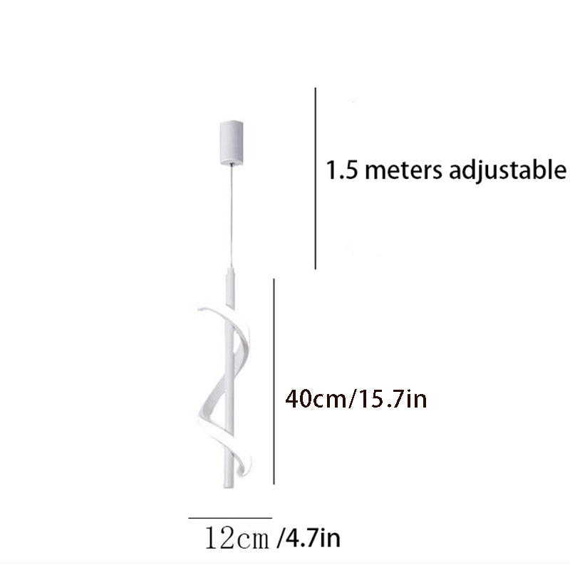 Spiral Strips Modern Black LED Pendant Light with Three-Step Dimming