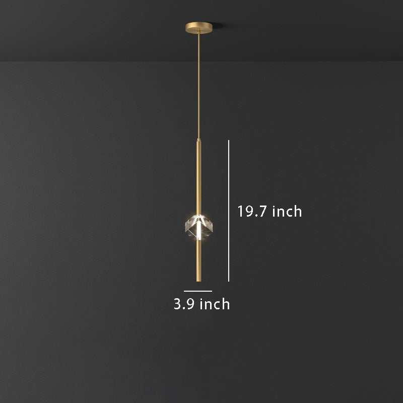 Modern 1-Light Copper Pendant Light with Single Crystal Accent & 3-Step Dimming LED