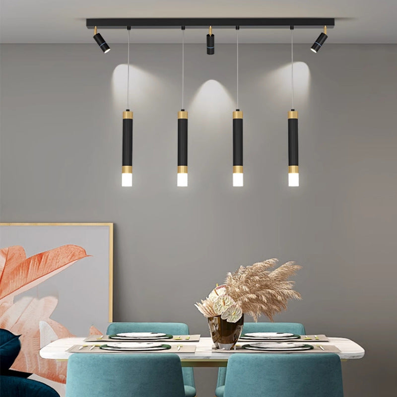Modern Minimalist Linear Strip 3-Step Dimming Dining Chandelier Spotlight