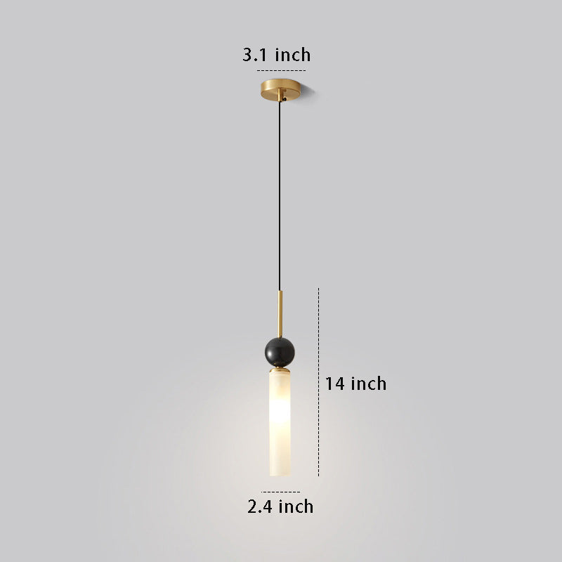 Vertical Marble Cylinder 1-Light Pendant Light , Modern Hanging Fixture