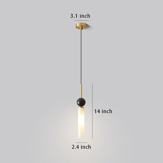 Vertical Marble Cylinder 1-Light Pendant Light , Modern Hanging Fixture