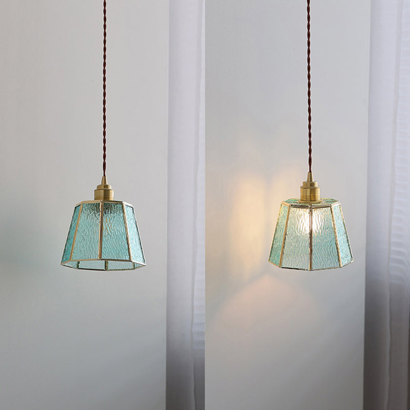 Adjustable Height Elegant Polygonal Pendant Light: Brass & Glass 4W LED