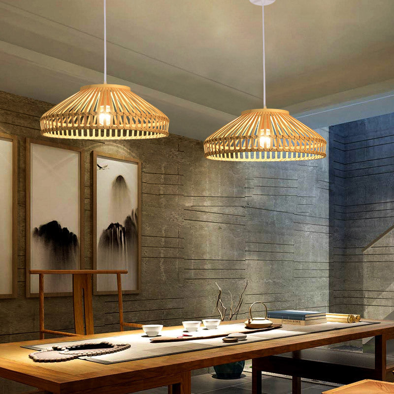 Farmhouse Circular Diamond-Open Bamboo Pendant Lighting