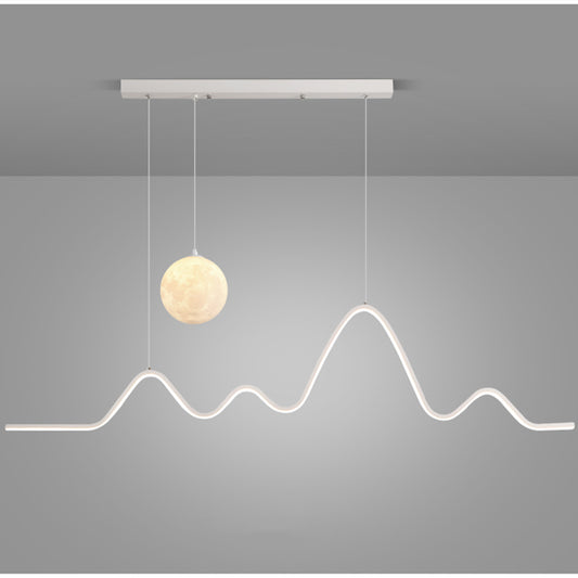 Modern 47.24'' Wavy Linear Moon LED Kitchen Island Pendant Light