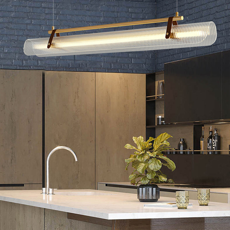 Acrylic Nami Linear Pendant Light , Adjustable Hanging Length, Ideal for Island