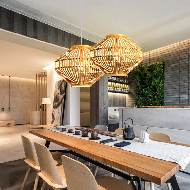 Farmhouse Circular Diamond-Open Bamboo Pendant Lighting