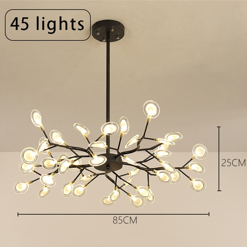 Nordic Nature Inspired Chandelier,Modern Branch Design with Acrylic Leaves Ceiling Light