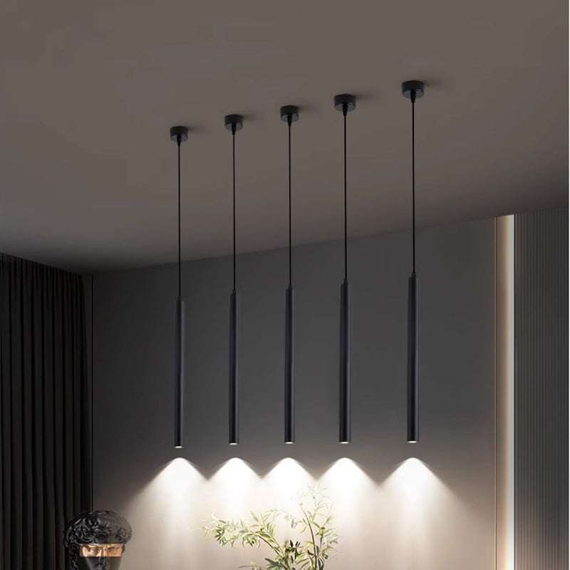 Mini Linear LED Pendant Light - Slim Cylinder Island Lighting for Kitchen & Dining