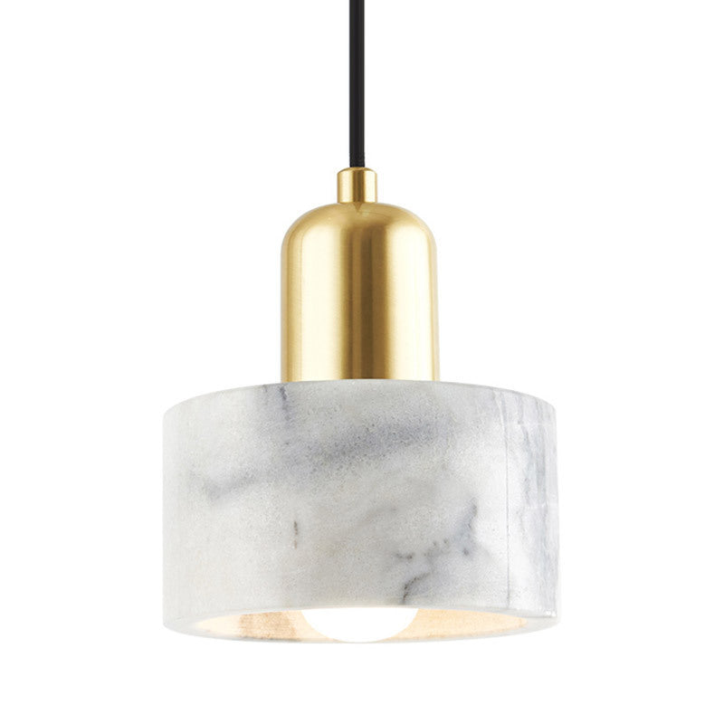 Modern Marble & Metal Pendant Light - Minimalist Mini Hanging Light