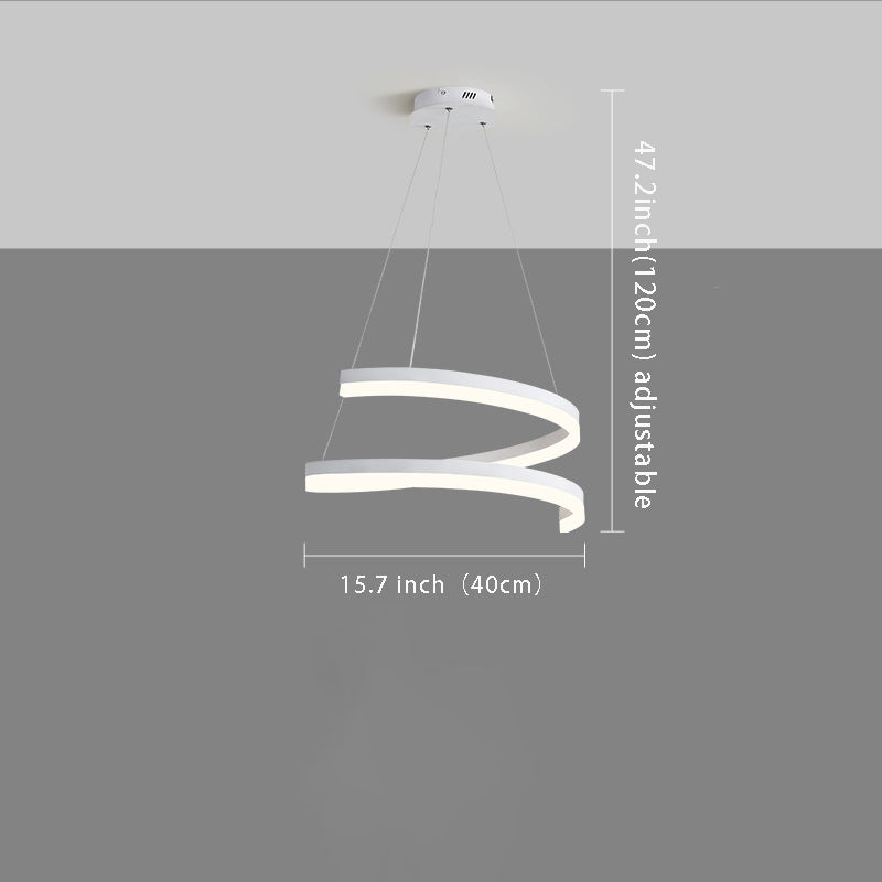 Twisted Matte White Ring Chandelier , Dimmable LED Pendant Lamp