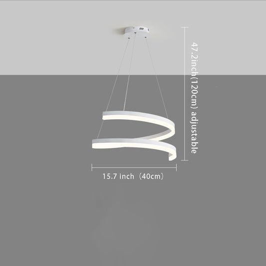 Twisted Matte White Ring Chandelier , Dimmable LED Pendant Lamp