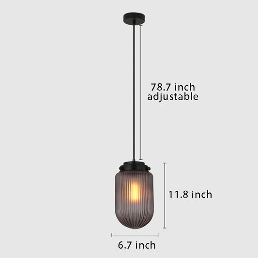 Pinecone Shape 1-Light Modern Pendant , Ribbed Glass Shade