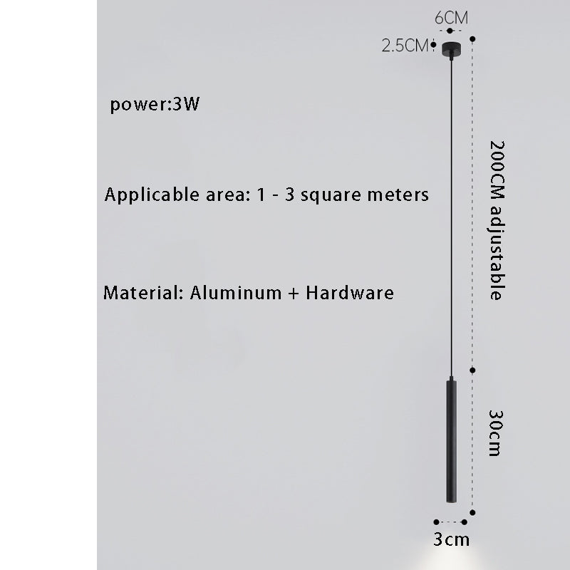 Mini Linear LED Pendant Light - Slim Cylinder Island Lighting for Kitchen & Dining