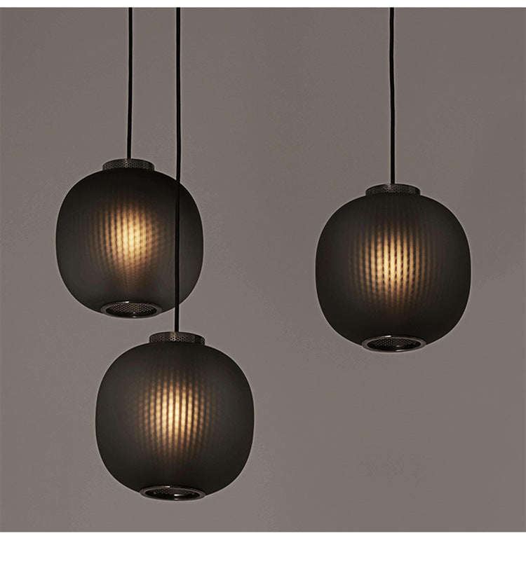 Round LED Pendant Light - Modern Glass Lantern Ceiling Fixture with  Hanging Design