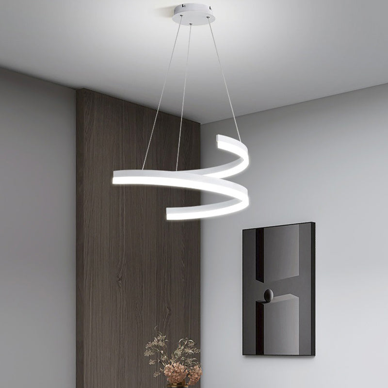 Twisted Matte White Ring Chandelier , Dimmable LED Pendant Lamp