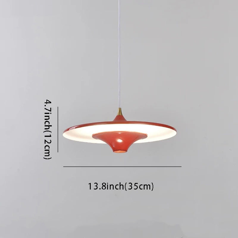 1-Light UFO Pendant Light 13.8'' - Round LED Metal Hanging Lighting, Small Spaceship Style for Bar