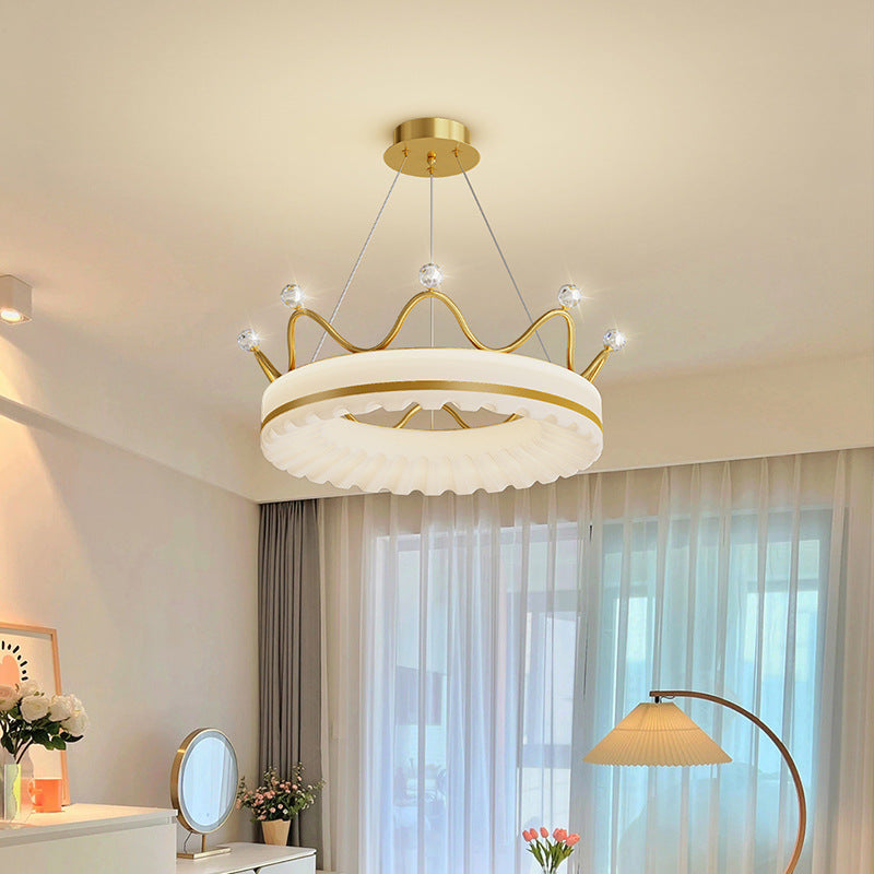 3-Step Dimming Modern Hanging Light , Romantic Crowns Luxury Ceiling Fixture for Bedroom
