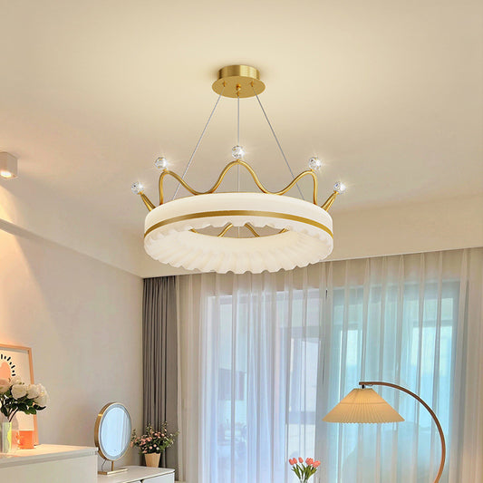 3-Step Dimming Modern Hanging Light , Romantic Crowns Luxury Ceiling Fixture for Bedroom