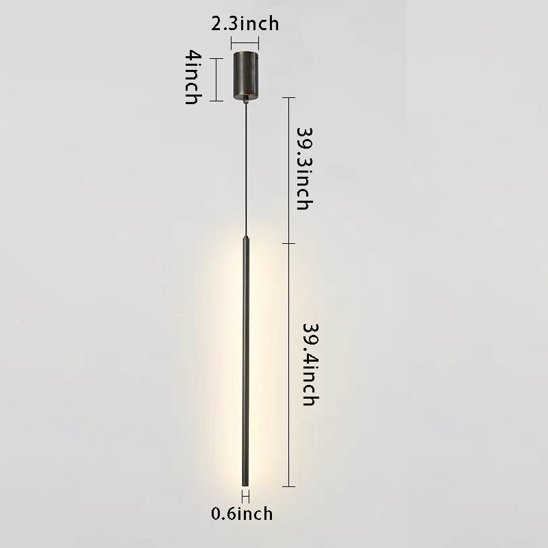 Black Long Vertical Linear LED Pendant Light - Ceiling Hanging Design
