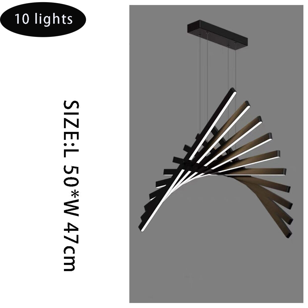 Modern Fishbone Chandelier - Scandinavian Wave-Inspired LED Pendant with Dimmable Lighting