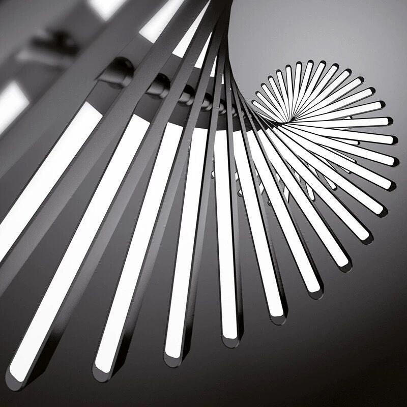 Modern Fishbone Chandelier - Scandinavian Wave-Inspired LED Pendant with Dimmable Lighting