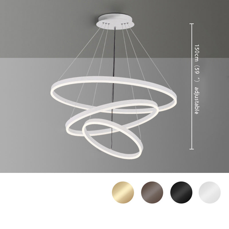 Modern Circular LED Chandelier - Sleek Hanging Pendant Light for Kitchen Islands & Dining Rooms