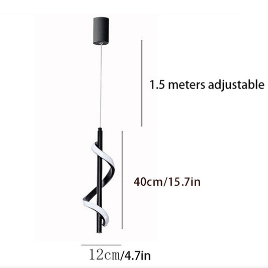 Spiral Strips Modern Black LED Pendant Light with Three-Step Dimming