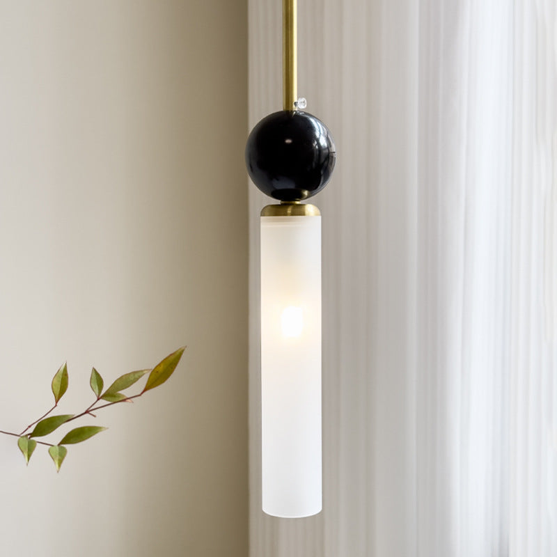 Vertical Marble Cylinder 1-Light Pendant Light , Modern Hanging Fixture