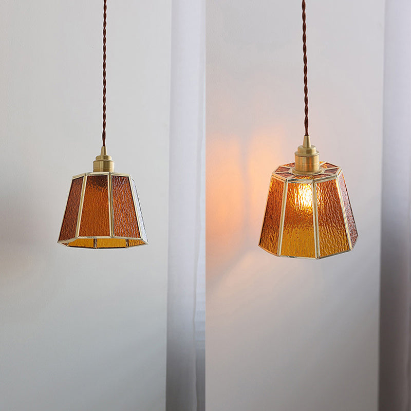 Adjustable Height Elegant Polygonal Pendant Light: Brass & Glass 4W LED