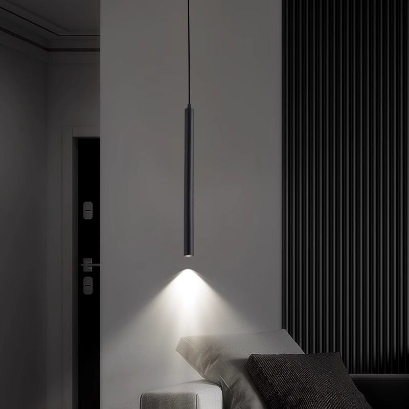 Mini Linear LED Pendant Light - Slim Cylinder Island Lighting for Kitchen & Dining