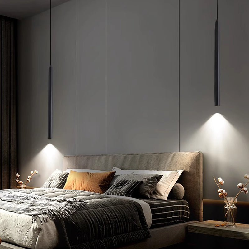 Mini Linear LED Pendant Light - Slim Cylinder Island Lighting for Kitchen & Dining