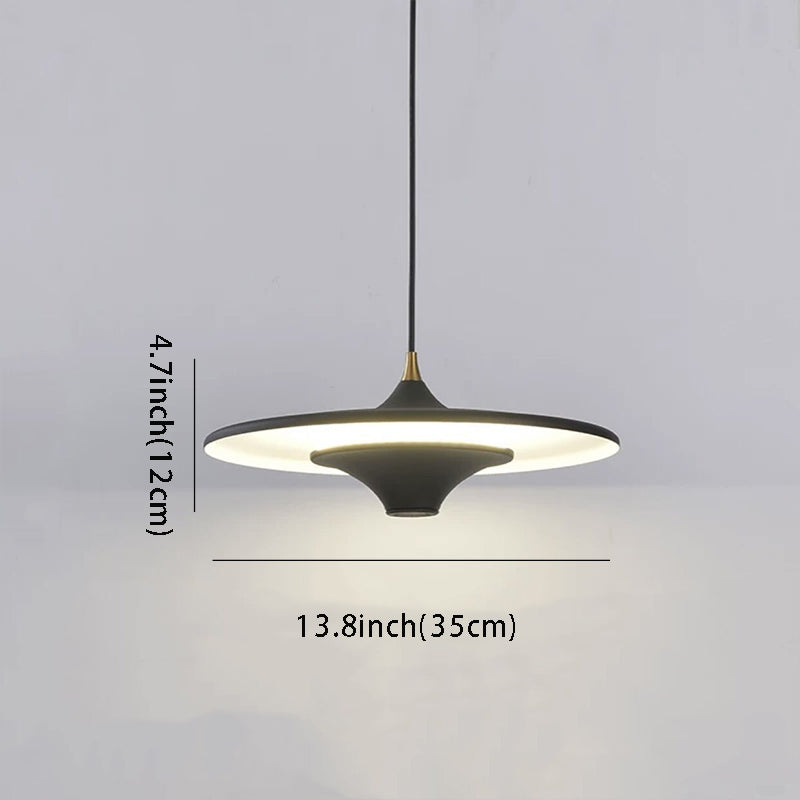 1-Light UFO Pendant Light 13.8'' - Round LED Metal Hanging Lighting, Small Spaceship Style for Bar