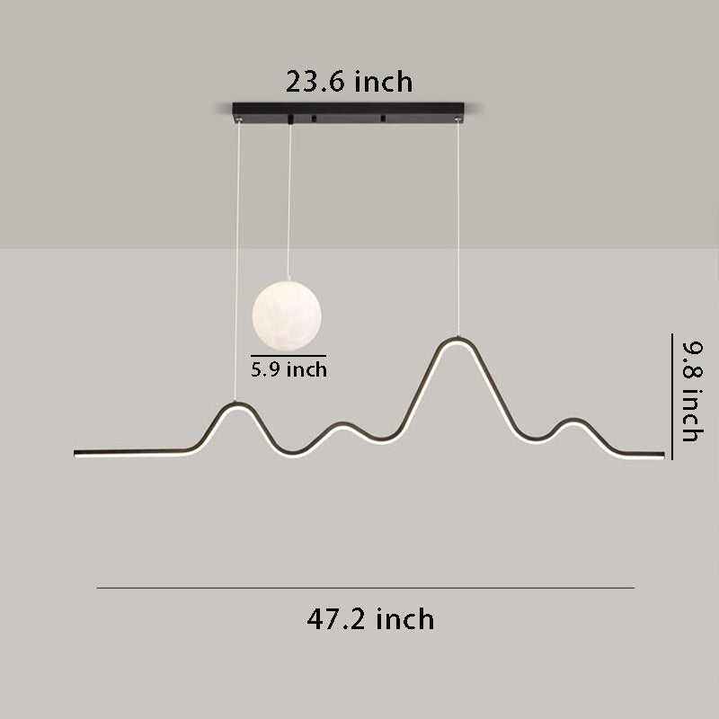 Modern 47.24'' Wavy Linear Moon LED Kitchen Island Pendant Light