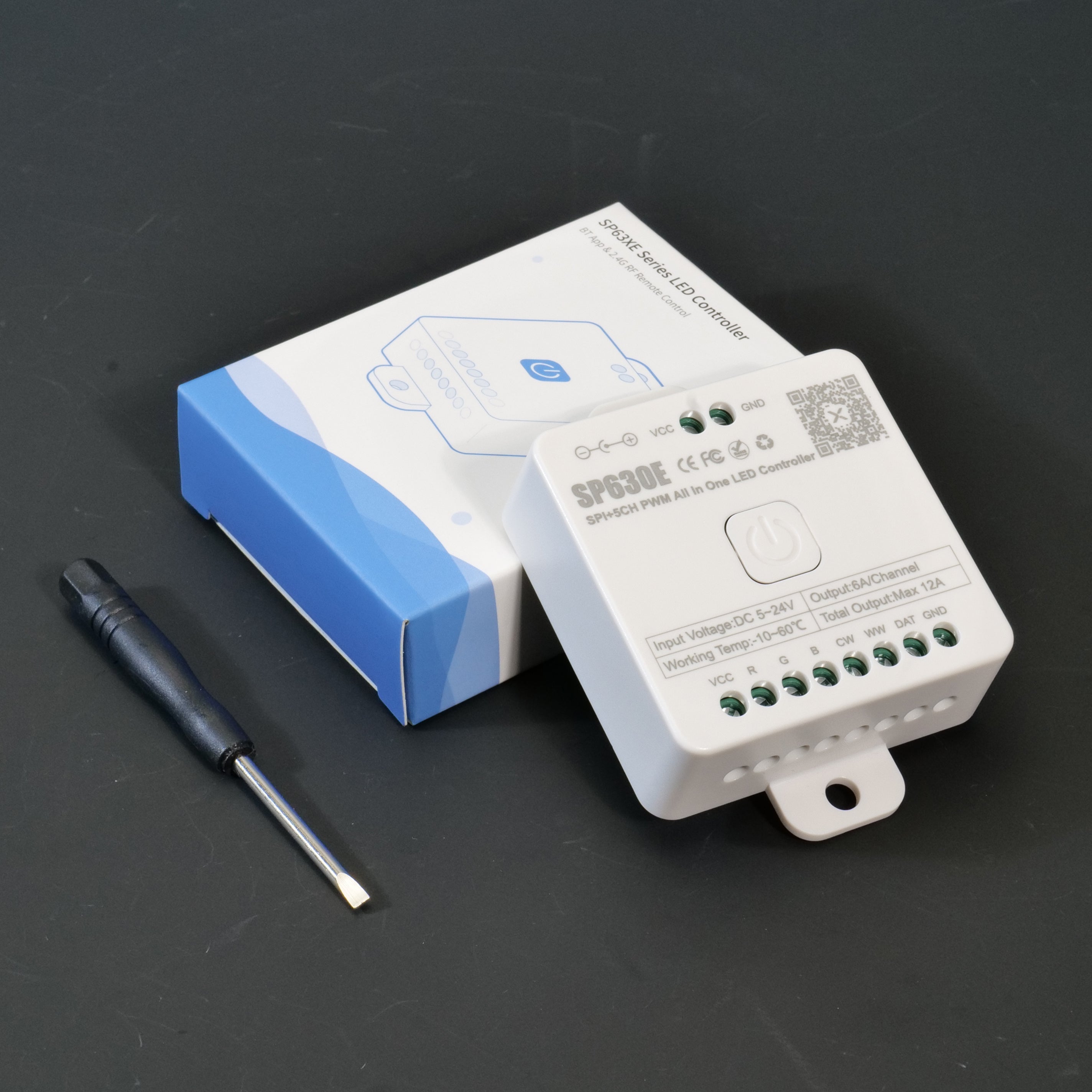SP630E All In One LED Controller - 5CH PWM & SPI, Supports WS2812B/WS2811/SK6812/FCOB/5050 RGB/RGBW/CCT, Bluetooth Music Sync Pixels Controller