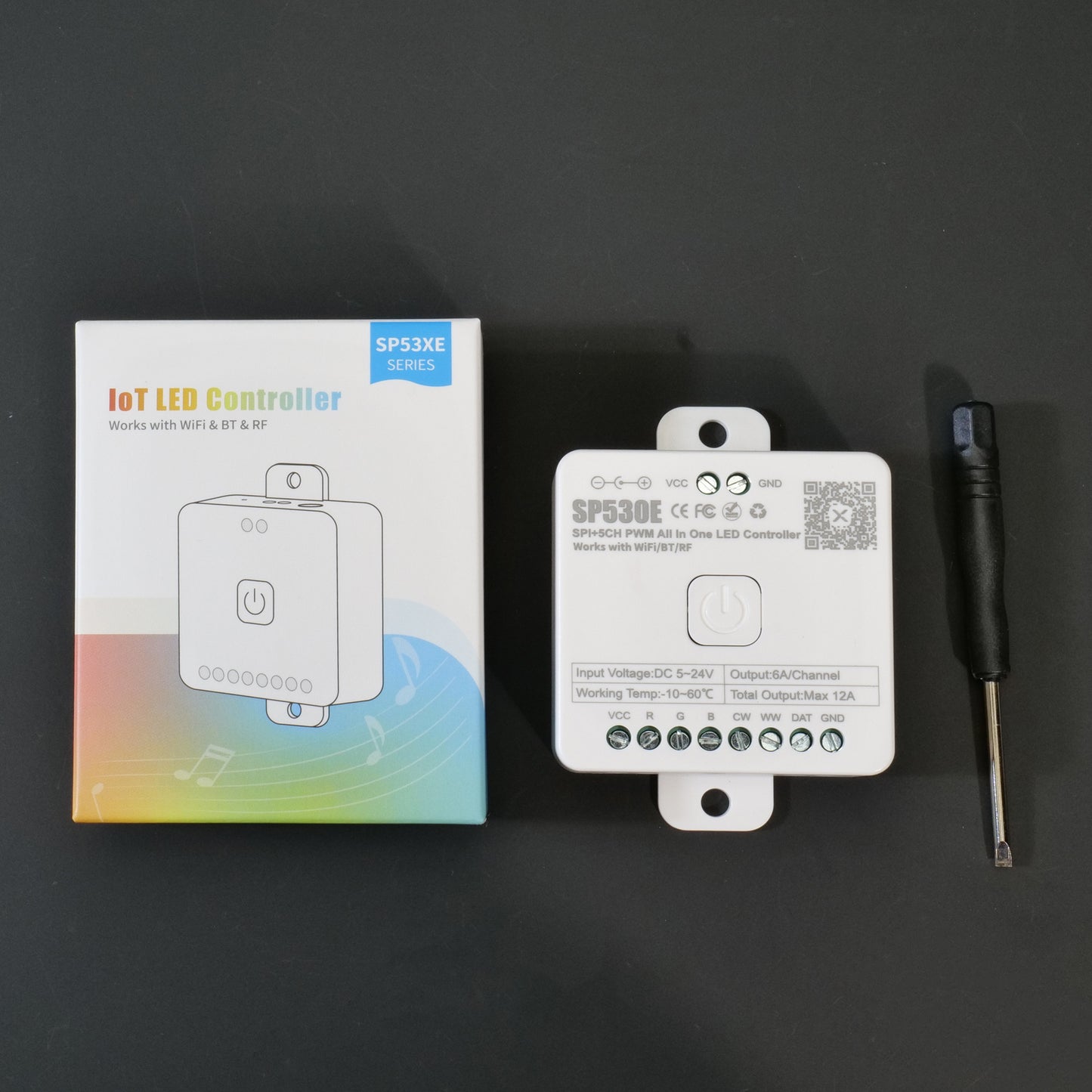 SP530E All In One LED Controller - Wifi (Alexa/Google Home Compatible) & BT, 5CH PWM SPI for Pixels LED Strip, 5V-24V Wide Voltage