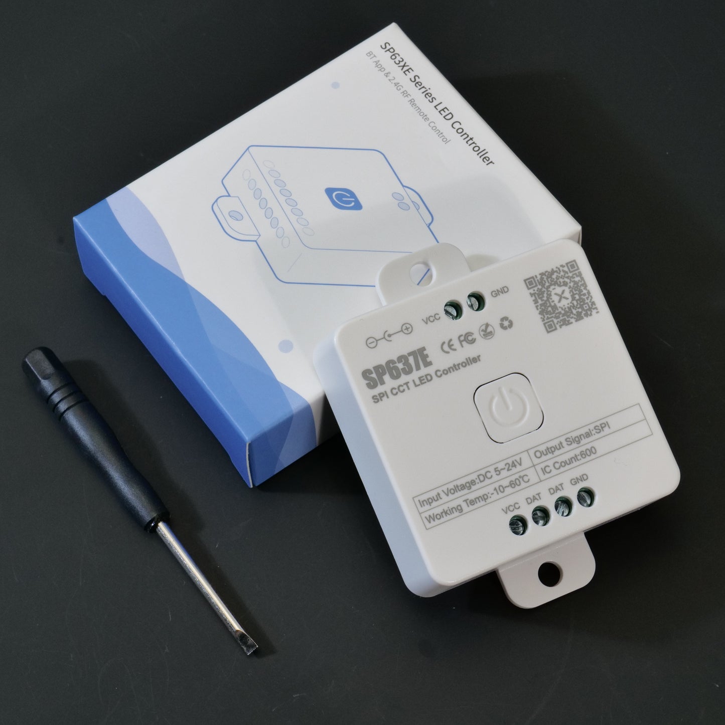 SP637E SPI LED Controller - Bluetooth Music (IOS/Android) & 2.4G, 5V-24V for FCOB/WS2812B/SK6812/WS2814/RGB/RGBW Strips