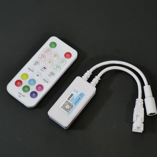 SP648E Controller Kit - SPI Pixels & 5CH PWM, 2.4G Remote/Bluetooth Music, 5V-24V for FCOB/WS2812B/SK6812/RGB/RGBW/CCT/DIM Strips