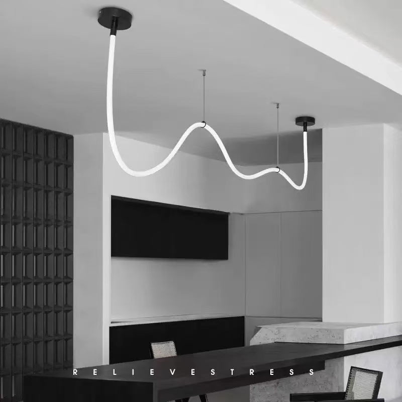 Modern Minimalist LED Silicone Rope Pendant – Ideal for Living Rooms & Dining Spaces