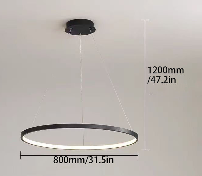 Sleek Black Ring Design LED Chandelier Pendant – Elegant Lighting Fixture