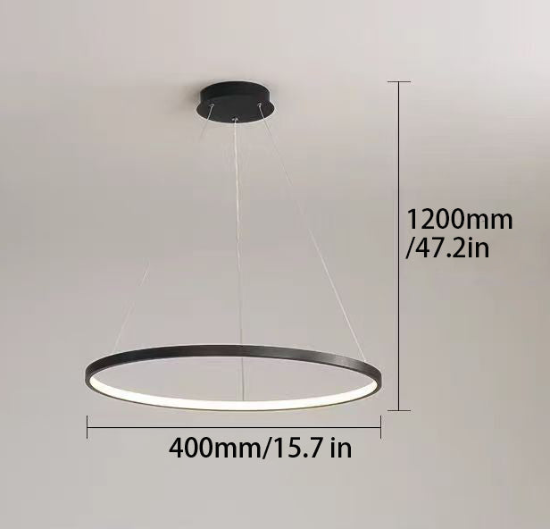 Sleek Black Ring Design LED Chandelier Pendant – Elegant Lighting Fixture